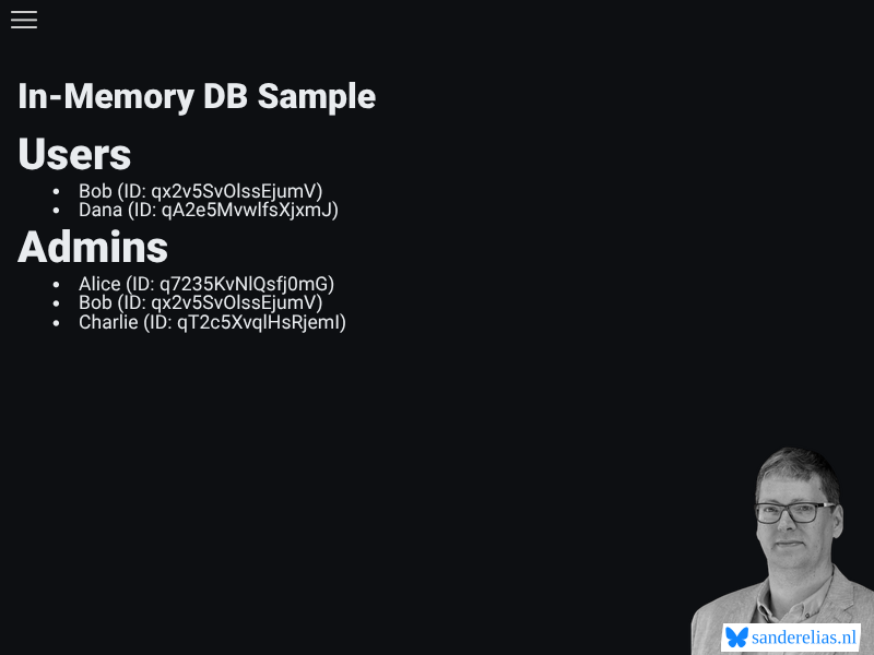 In-Memory DB Sample